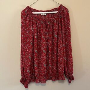 Max Studio Red Floral Blouse